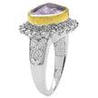 Two Tone Plated 4.36 Carat Genuine Amethyst & White Topaz .925 Sterling Silver Ring