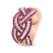 18K Rose Gold Red Ruby and 7/8 Cttw Diamond Woven Braided Band Ring (F-G Color, VS1-VS2 Clarity) - Ring Size 7
