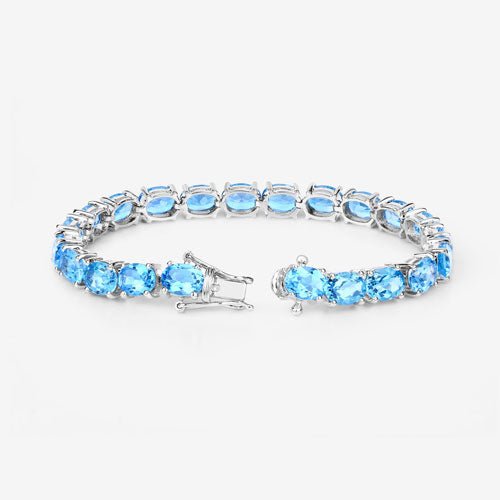 35.20 Carat Genuine Swiss Blue Topaz .925 Sterling Silver Bracelet - Bracelets - Custom Crafting Alliance, LLC