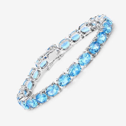 35.20 Carat Genuine Swiss Blue Topaz .925 Sterling Silver Bracelet - Bracelets - Custom Crafting Alliance, LLC