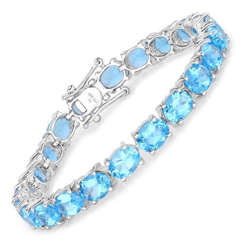 35.20 Carat Genuine Swiss Blue Topaz .925 Sterling Silver Bracelet - Bracelets - Custom Crafting Alliance, LLC