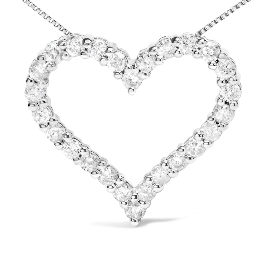 .925 Sterling Silver 2.0 Cttw Diamond Open Heart 18