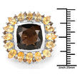 9.16 Carat Genuine Smoky Quartz & Citrine .925 Sterling Silver Ring