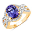 3.56 Carat Genuine Tanzanite and White Diamond 14K Yellow Gold Ring - Rings - Custom Crafting Alliance, LLC