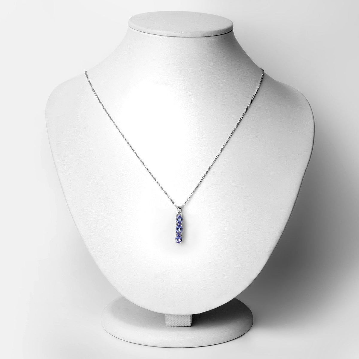 1.11 Carat Genuine Tanzanite and White Diamond .925 Sterling Silver Pendant