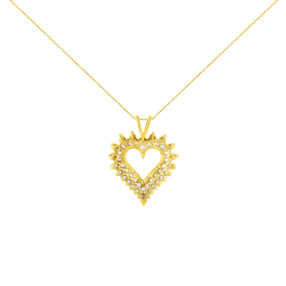 14K Yellow Gold Plated .925 Sterling Silver 3.00 Cttw Round Cut Diamond Cluster Heart 18