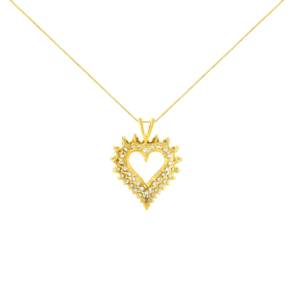 14K Yellow Gold Plated .925 Sterling Silver 3.00 Cttw Round Cut Diamond Cluster Heart 18
