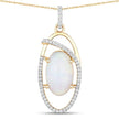 3.59 Carat Genuine Ethiopian Opal and White Diamond 14K Yellow Gold Pendant - Pendants - Custom Crafting Alliance, LLC