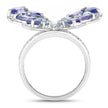 3.60 Carat Genuine Tanzanite and Swiss Blue Topaz .925 Sterling Silver Ring - Rings - Custom Crafting Alliance, LLC