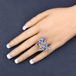 3.60 Carat Genuine Tanzanite and Swiss Blue Topaz .925 Sterling Silver Ring - Rings - Custom Crafting Alliance, LLC