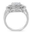 14K White Gold 1.0 Cttw Round & Baguette Cut Diamond Floral Cluster Quatrefoil Channel Set Band Cocktail Statement Ring (H-I Color, SI2-I1 Clarity) - Size 6-3/4