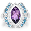 3.06 Carat Genuine Amethyst and London Blue Topaz .925 Sterling Silver Ring