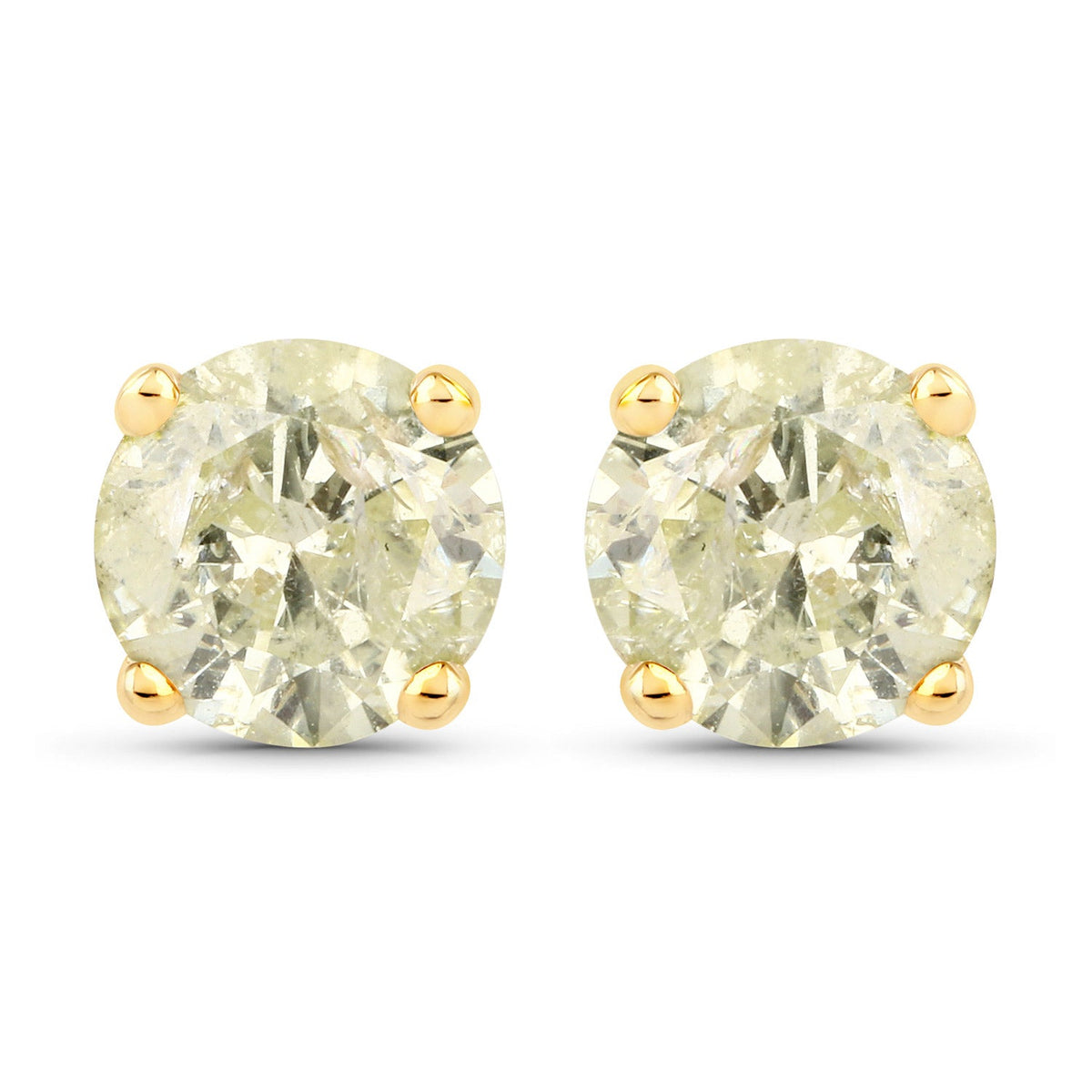 1.12 Carat Genuine LB Diamond 14K Yellow Gold Earrings