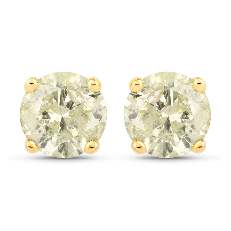 1.12 Carat Genuine LB Diamond 14K Yellow Gold Earrings