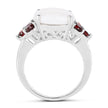 3.58 Carat Genuine Opal & Garnet .925 Sterling Silver Ring