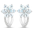 1.54 Carat Genuine Aquamarine and White Topaz .925 Sterling Silver Earrings