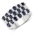 3.66 Carat Genuine Blue Sapphire and White Topaz .925 Sterling Silver Ring - Rings - Custom Crafting Alliance, LLC