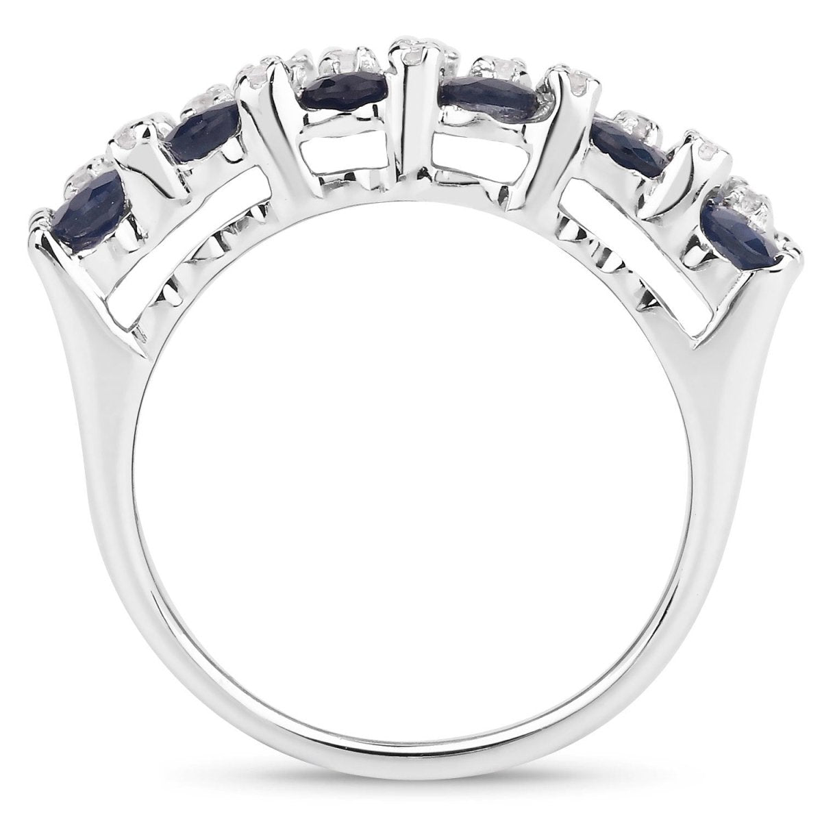 3.66 Carat Genuine Blue Sapphire and White Topaz .925 Sterling Silver Ring - Rings - Custom Crafting Alliance, LLC