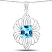 8.18 Carat Genuine Swiss Blue Topaz .925 Sterling Silver Pendant