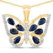 1.67 Carat Genuine Blue Sapphire and White Zircon .925 Sterling Silver Pendant