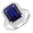 3.70 Carat Genuine Iolite and White Diamond 14K White Gold Ring - Rings - Custom Crafting Alliance, LLC