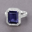 3.70 Carat Genuine Iolite and White Diamond 14K White Gold Ring - Rings - Custom Crafting Alliance, LLC