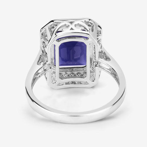 3.70 Carat Genuine Iolite and White Diamond 14K White Gold Ring - Rings - Custom Crafting Alliance, LLC