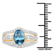 14K Yellow Gold Plated 2.30 Carat Genuine London Blue Topaz and White Topaz .925 Sterling Silver Ring
