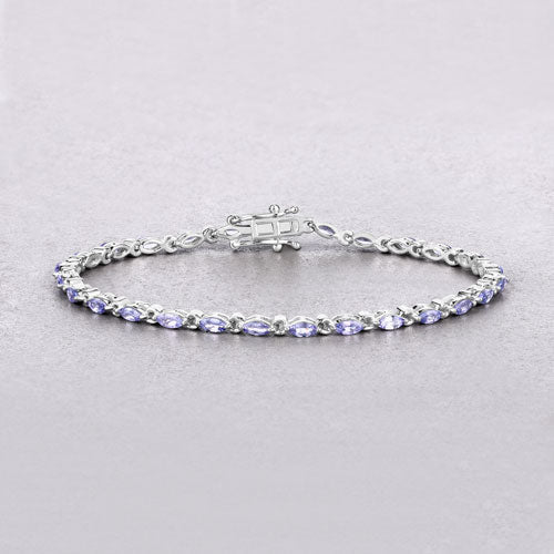 3.78 Carat Genuine Tanzanite .925 Sterling Silver Bracelet - Bracelets - Custom Crafting Alliance, LLC