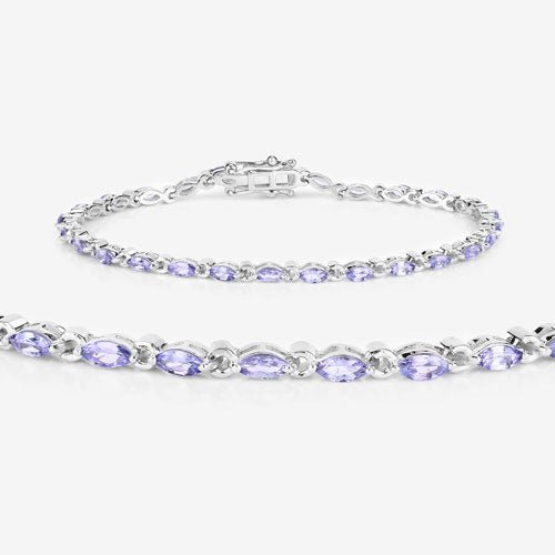 3.78 Carat Genuine Tanzanite .925 Sterling Silver Bracelet - Bracelets - Custom Crafting Alliance, LLC