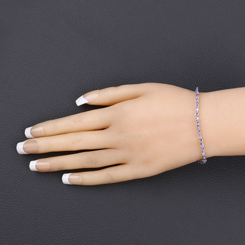 3.78 Carat Genuine Tanzanite .925 Sterling Silver Bracelet - Bracelets - Custom Crafting Alliance, LLC