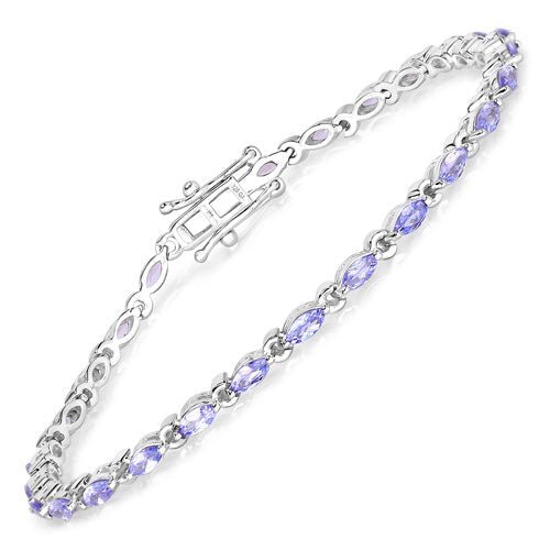 3.78 Carat Genuine Tanzanite .925 Sterling Silver Bracelet - Bracelets - Custom Crafting Alliance, LLC