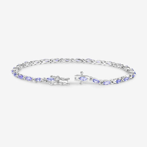 3.78 Carat Genuine Tanzanite .925 Sterling Silver Bracelet - Bracelets - Custom Crafting Alliance, LLC