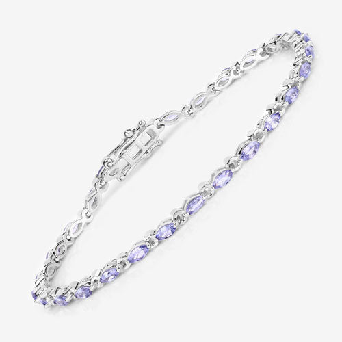 3.78 Carat Genuine Tanzanite .925 Sterling Silver Bracelet - Bracelets - Custom Crafting Alliance, LLC