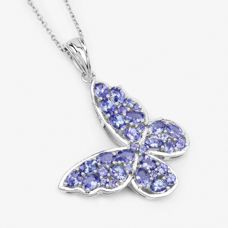 3.78 Carat Genuine Tanzanite .925 Sterling Silver Pendant - Pendants - Custom Crafting Alliance, LLC