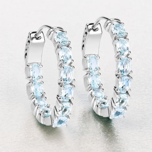 3.80 Carat Genuine Blue Topaz .925 Sterling Silver Earrings - Earrings - Custom Crafting Alliance, LLC