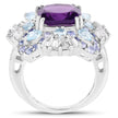 8.38 Carat Genuine Multi Stones .925 Sterling Silver Ring