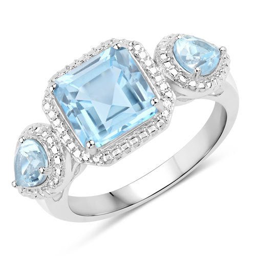 3.81 Carat Genuine Blue Topaz .925 Sterling Silver Ring - Rings - Custom Crafting Alliance, LLC