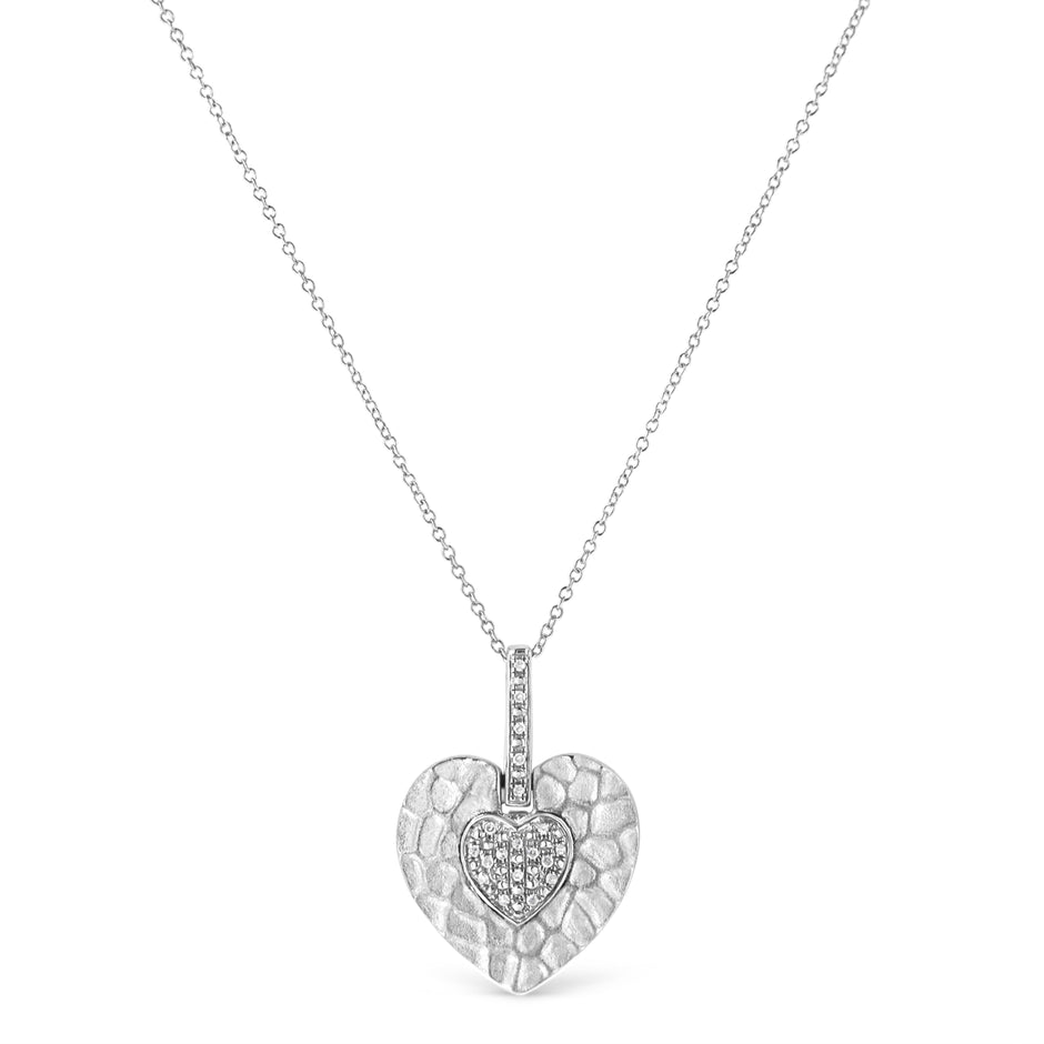 .925 Sterling Silver Pave-Set Diamond Accent Heart Shape 18
