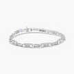 14K White Gold 1.0 Cttw Invisible Set Princess Cut Diamond Alternating Station and Link Tennis Bracelet (I-J Color, I1-I2 Clarity) - Size 7.25