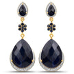 30.04 Carat Dyed Sapphire, Blue Sapphire and White Topaz .925 Sterling Silver Earrings