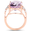 18K Rose Gold Plated 10.50 Carat Genuine Pink Amethyst and White Topaz .925 Sterling Silver Ring