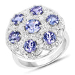 2.00 Carat Genuine Tanzanite and White Zircon .925 Sterling Silver Ring