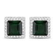 1.55 Carat Genuine Green Tourmaline and White Diamond 14K White Gold Earrings