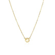 14k Yellow Gold 17 inch Necklace with Round White Topaz