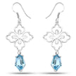 12.14 Carat Genuine Swiss Blue Topaz .925 Sterling Silver Earrings