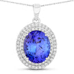 3.90 Carat Genuine Tanzanite and White Diamond 14K White Gold Pendant - Pendants - Custom Crafting Alliance, LLC