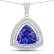 3.93 Carat Genuine Tanzanite and White Diamond 14K White Gold Pendant - Pendants - Custom Crafting Alliance, LLC