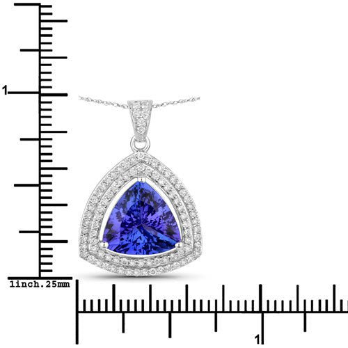3.93 Carat Genuine Tanzanite and White Diamond 14K White Gold Pendant - Pendants - Custom Crafting Alliance, LLC