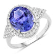 3.97 Carat Genuine Tanzanite and White Diamond 14K White Gold Ring - Rings - Custom Crafting Alliance, LLC